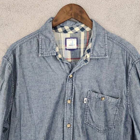 Johnnie-O Corduroy Mens L Blue Long Sleeve Button-Down Shirt   30GT - Picture 6 of 7